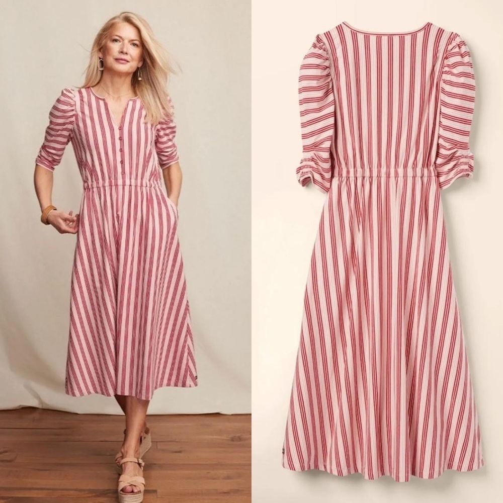 NWT Matilda Jane McIntosh Striped Mutton Sleeve Midi Dress Sz S